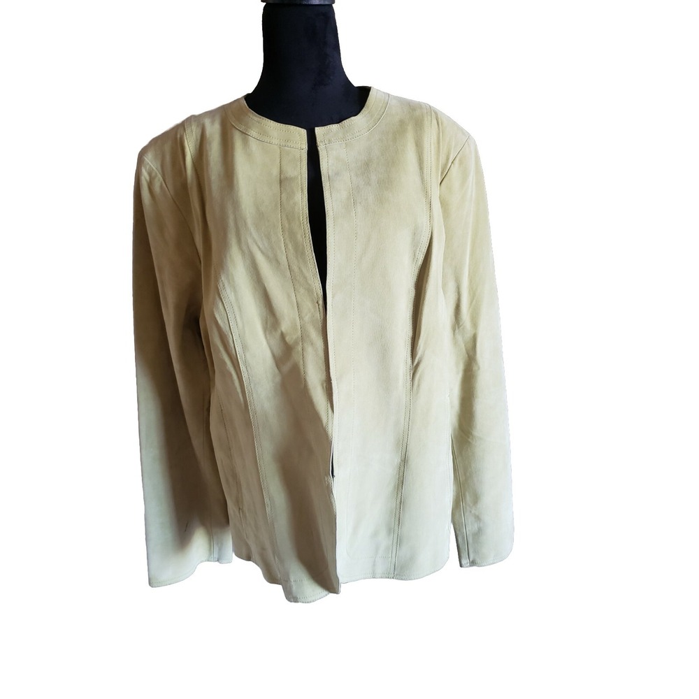 Evan Picone Suede Chartreuse Polyester Lined Tailored Blazer Jacket Sz 2X NWOT